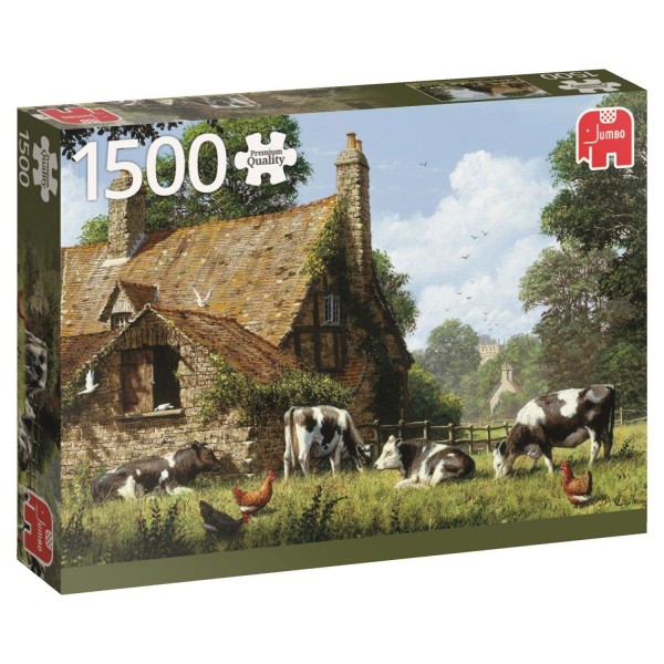 Puzzle 1500 pièces : Vaches à la ferme - Diset-18579