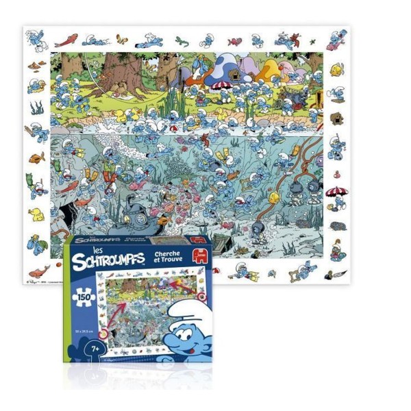 Puzzle 150 pièces Cherche et trouve : Les Schtroumpfs - Diset-41033