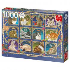 Puzzle de 1000 piezas: horóscopo de los gatos