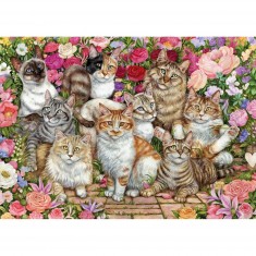 1000 Teile Puzzle: Katzen mit Blumen