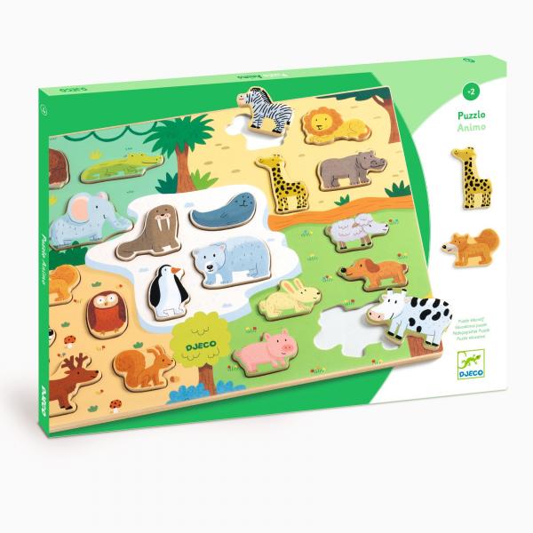 puzzle 22 pièces en bois : Puzzlo Animo - Djeco-DJ01830