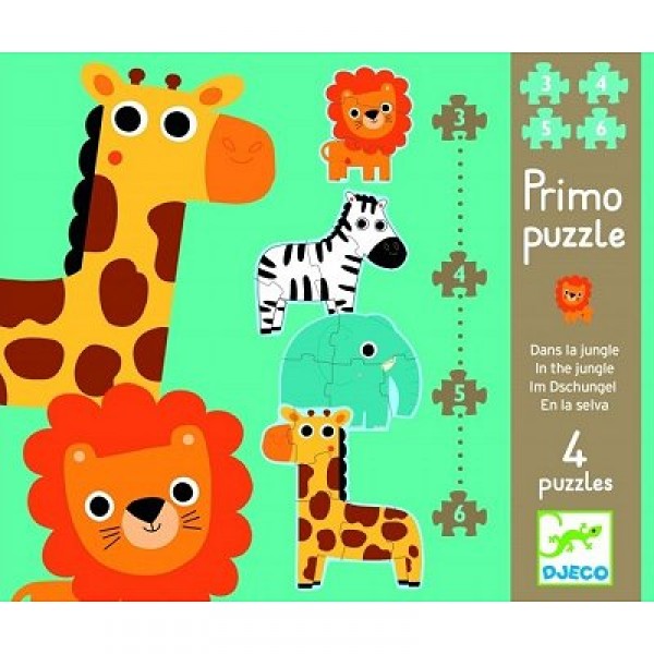 18 piece puzzle - 4 puzzles: In the jungle  - Djeco-DJ07135