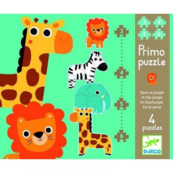 18-teiliges Puzzle – 4 Puzzles: Im Dschungel - Djeco-DJ07135