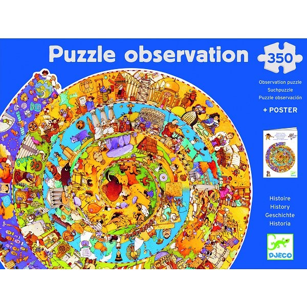 350 piece round puzzle - Observation puzzle: History - Djeco-DJ07470