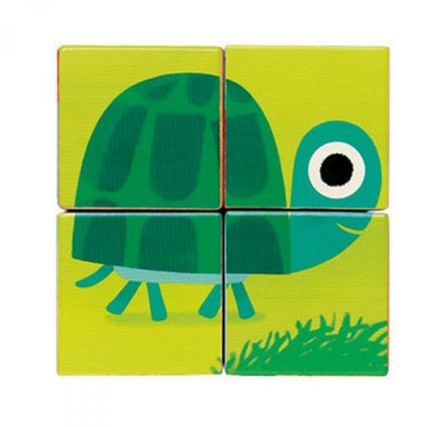 Puzzle de 4 cubos: Mascotas - Djeco-DJ01901