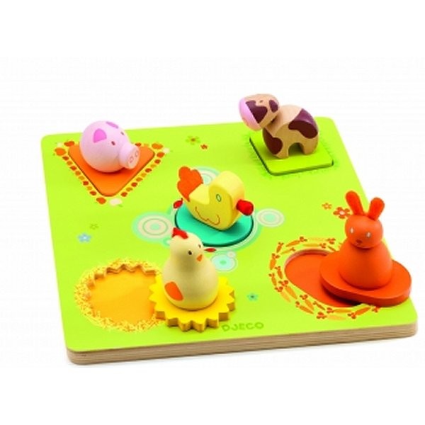 5-piece wooden fitting: Duck and his friends  - Djeco-DJ01030