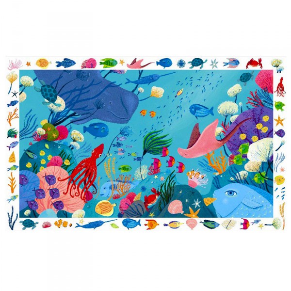 54 piece puzzle: Poster and observation game: Aquatic - Djeco-DJ07562