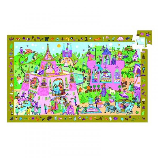 54 piece puzzle - Poster and observation game: Princess  - Djeco-DJ07556