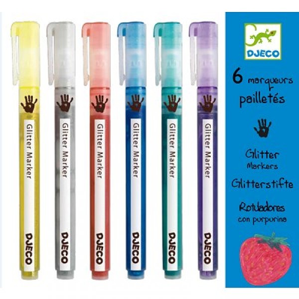 6 glitter marker pencils - Djeco-DJ08871