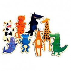 8 x 3 piece wooden puzzle - Crazy animals