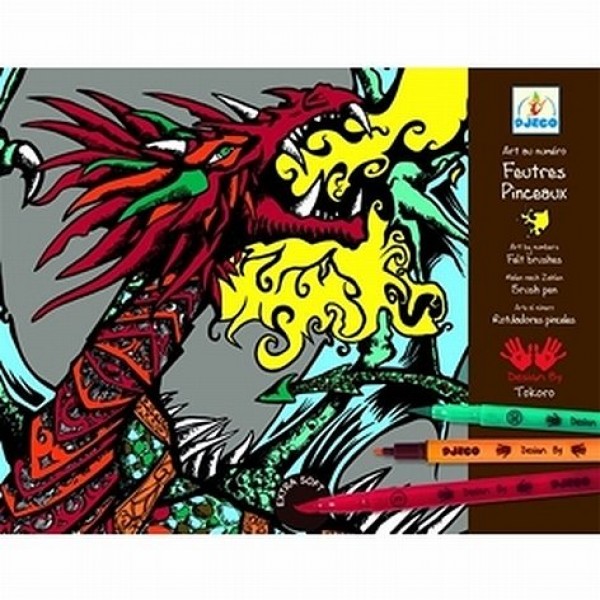 Feutres pinceaux - Dessiner des dragons fantastiques - Djeco-08686