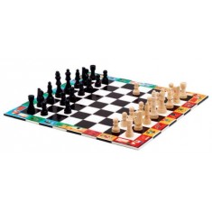 Jeu d'échecs et dames en bois