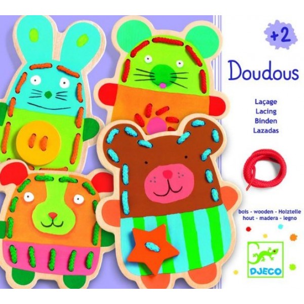 Laçages en bois Doudou animaux - Djeco-DJ01680