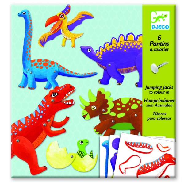 Pantins à colorier : Dinosaures - Djeco-DJ09680
