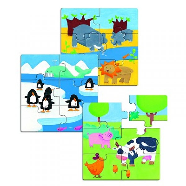 Puzzle 18 pièces en bois - Premiers puzzles : Animaux & Co - Djeco-DJ01552