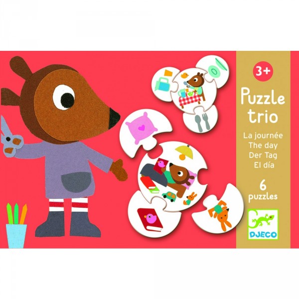 Puzzle 24 pièces : 6 puzzles : Puzzle Trio La journée - Djeco-08173