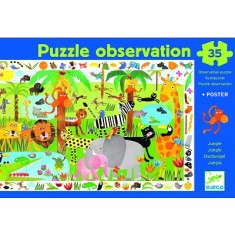 Puzzle 35 pièces - Poster et jeu d'observation : La jungle