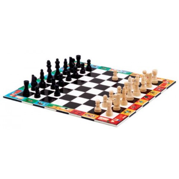 Schach- und Dame-Set aus Holz - Djeco-DJ05225