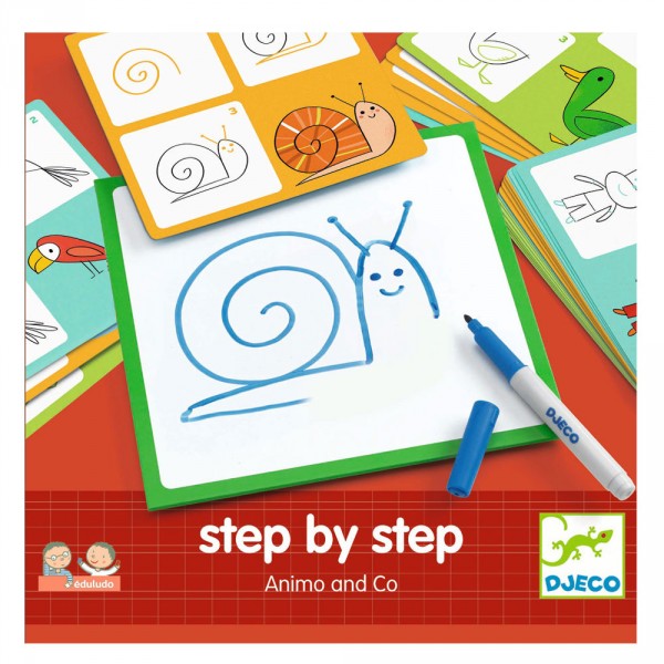 Zeichnungen Schritt für Schritt: Tier und Unternehmen - Djeco-DJ08319