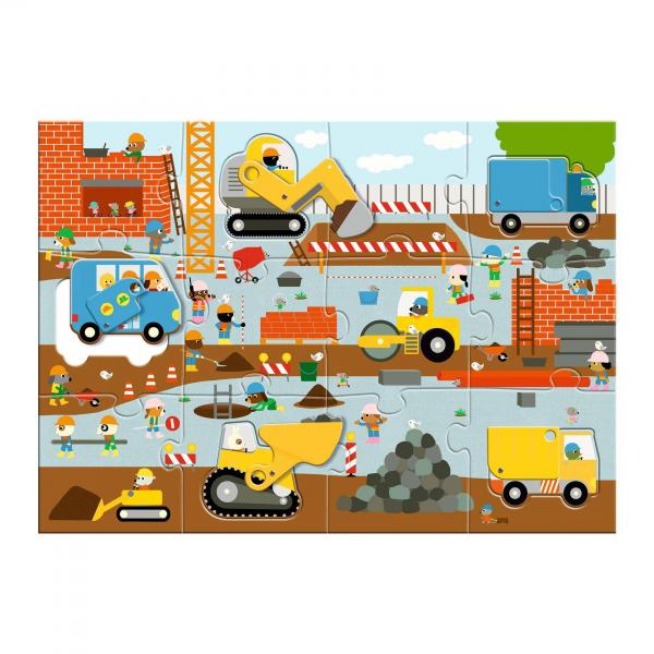 Puzzle Géant - Le chantier - 12pcs +5pcs  - Djeco-DJ07167