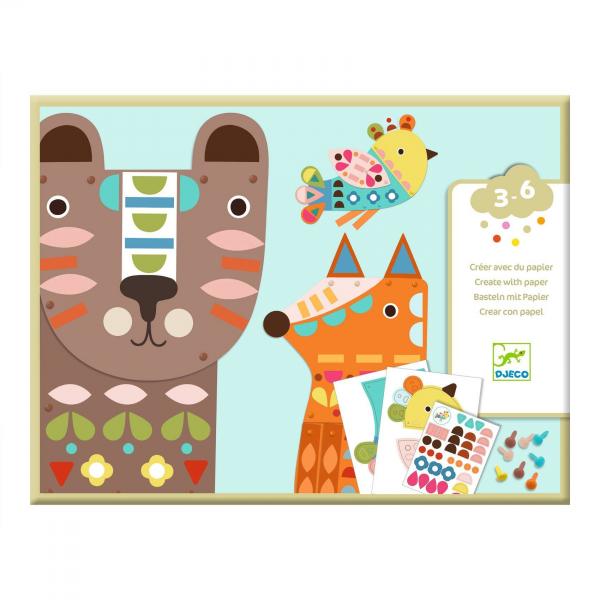 CREATIVO CON PAPEL - 3 ANIMALES GIGANTES - Djeco-DJ09895