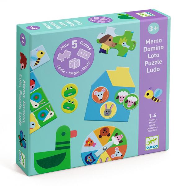 JUEGOS EDUCATIVOS - MEMOS, LOTOS, DOMINÓ: En la granja - 5 JUEGOS - Djeco-DJ08275