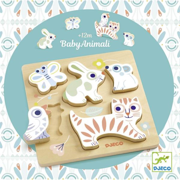 5-teiliges Steckpuzzle: BabyAnimali - Djeco-DJ06121