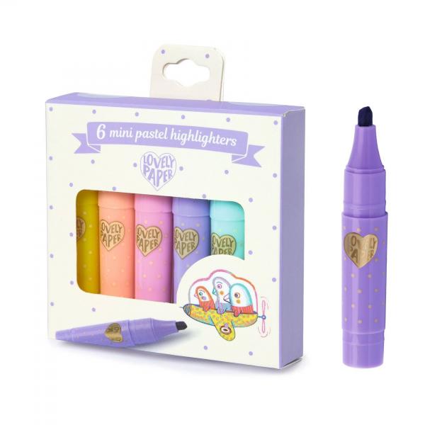 6 mini surligneurs pastel   - Djeco-DD03754