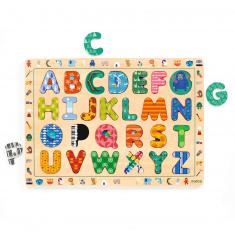 Puzzle de madera de 26 piezas: Rompecabezas ABC Internacional