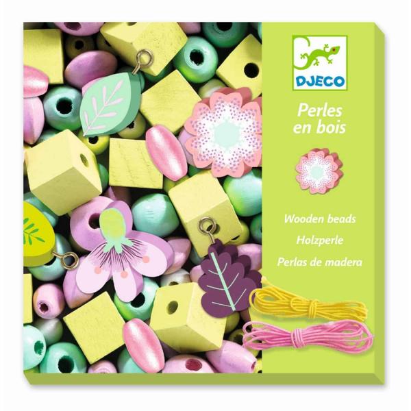 Wooden beads: Leaves and flowers - Djeco-DJ09808