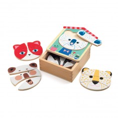 Puzzle educativo de madera de 18 piezas: Face-mix