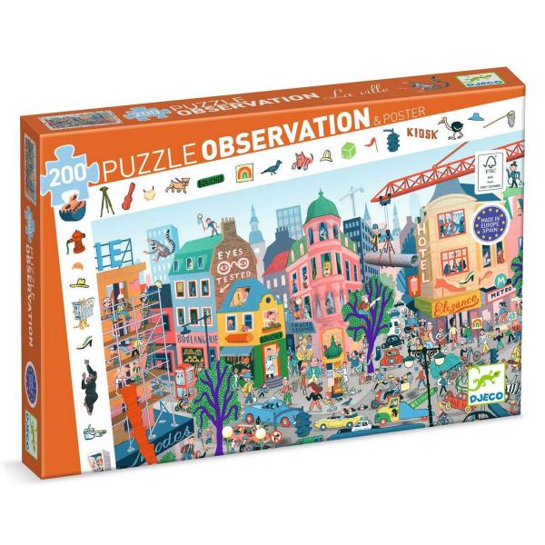 Puzzle de observación de 200 piezas - La ciudad - Djeco-DJ07515