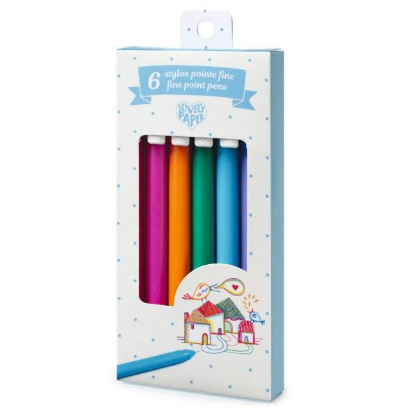 6 gel pens - fine tip 0.7 - Djeco-DD03778