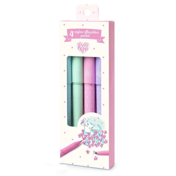 4 Stylos effaçables - Pastel - Djeco-DD03794