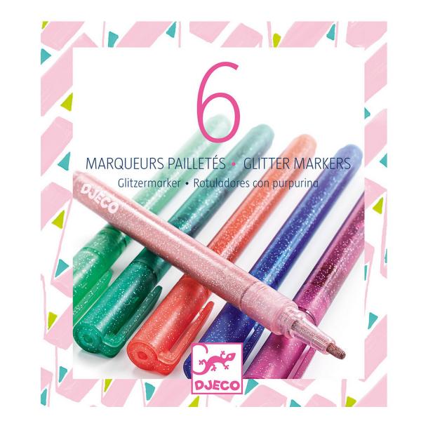 6 glitter markers: Sweet - Djeco-DJ08877