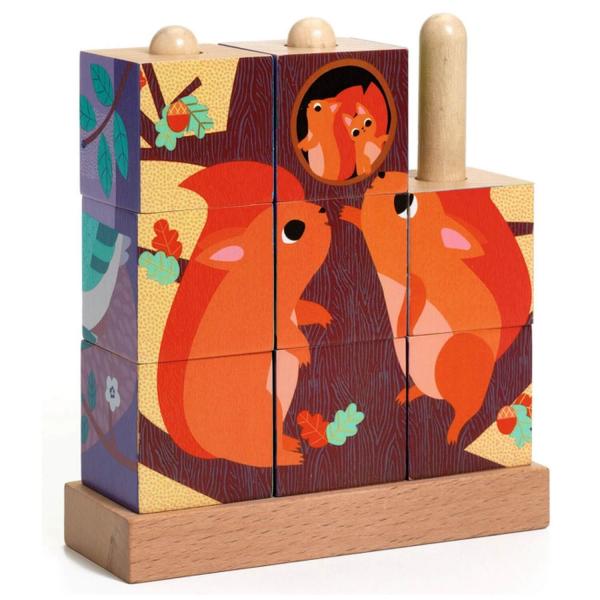 9 wooden cube puzzle: Puzz-Up: Forest - Djeco-DJ01912