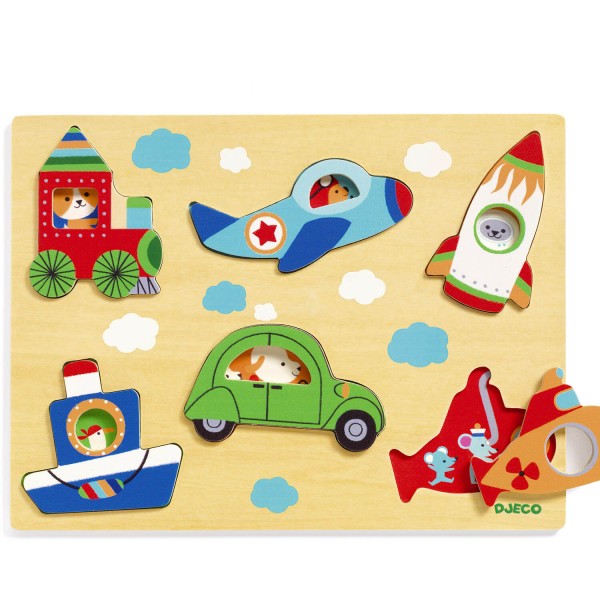 6 piece puzzle to fit: Coucou-vroom - Djeco-DJ01063