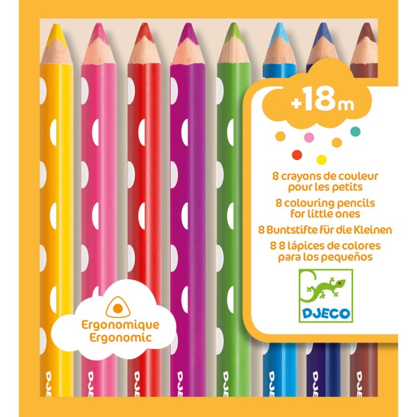 8 colored pencils for little ones - Djeco-DJ09004