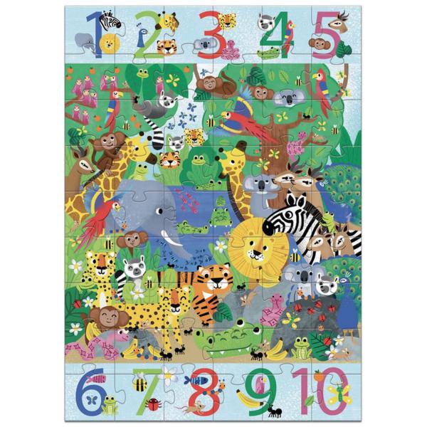Puzzle géant : Chiffres de 1 à 10 : Jungle - Djeco-DJ07148