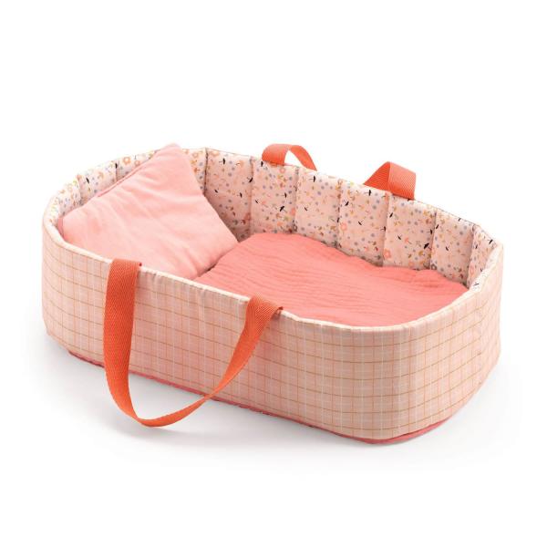  Accessory for Poméa 32 cm baby doll: Pink Lines bassinet - Djeco-DJ07844