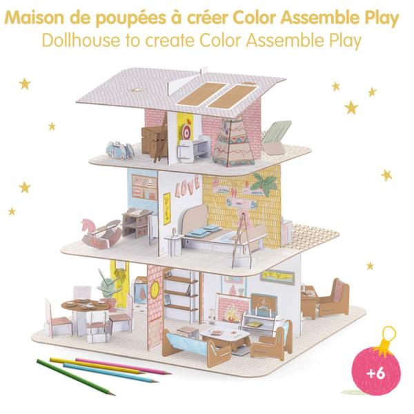 Colorie Assemble Joue : Maison de poupées - Djeco-DJ08005