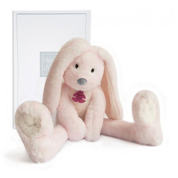 Peluche Fluffy : Lapin rose longues jambes - Histoire-HO2737