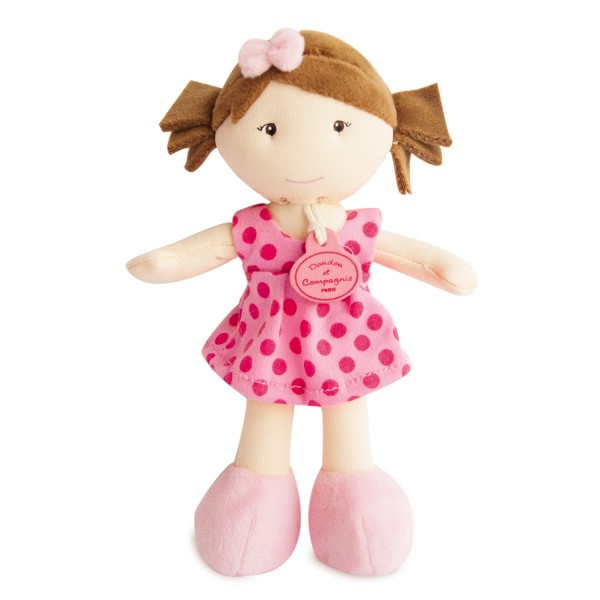 Les Petites Demoiselles : Poupée robe rose pois fuchsia - DoudouCie-DC2940-2