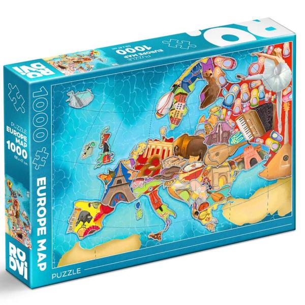 Puzzle 1000 pièces : Carte d'Europe - Dtoys-47578