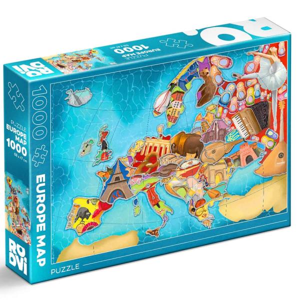 Puzzle de 1000 piezas: mapa europeo - Dtoys-47578