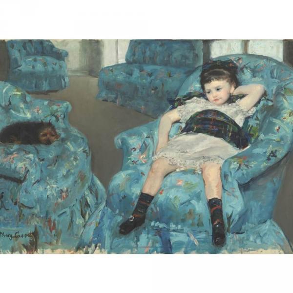 Puzzle 1000 Teile: Mary Cassatt - Mädchen im blauen Sofa - Dtoys-47303