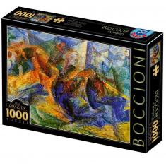 Puzzle 1000 pièces : Umbertto Boccioni - Cheval, Cavalier et Bâtiments