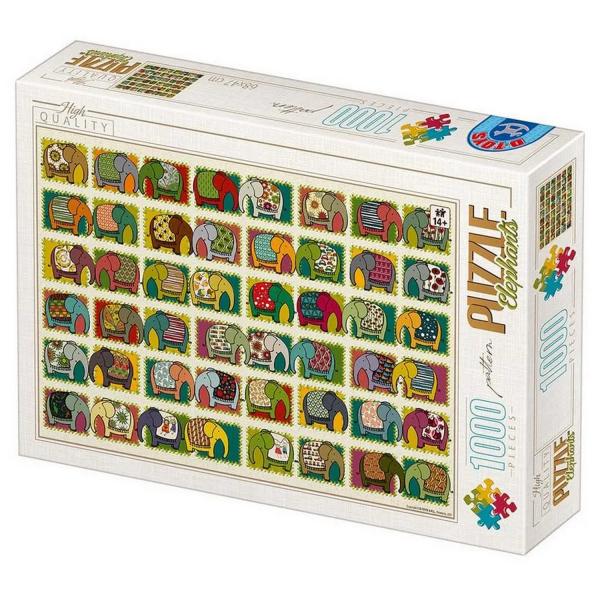 1000 pieces Puzzle : Elephants - Dtoys-47438