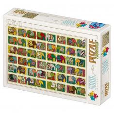 Puzzle mit 1000 Teilen: Elefanten