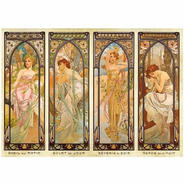 1000 pieces Jigsaw Puzzle - Alphonse Mucha: The hours of the day - Dtoys-66930MU08
